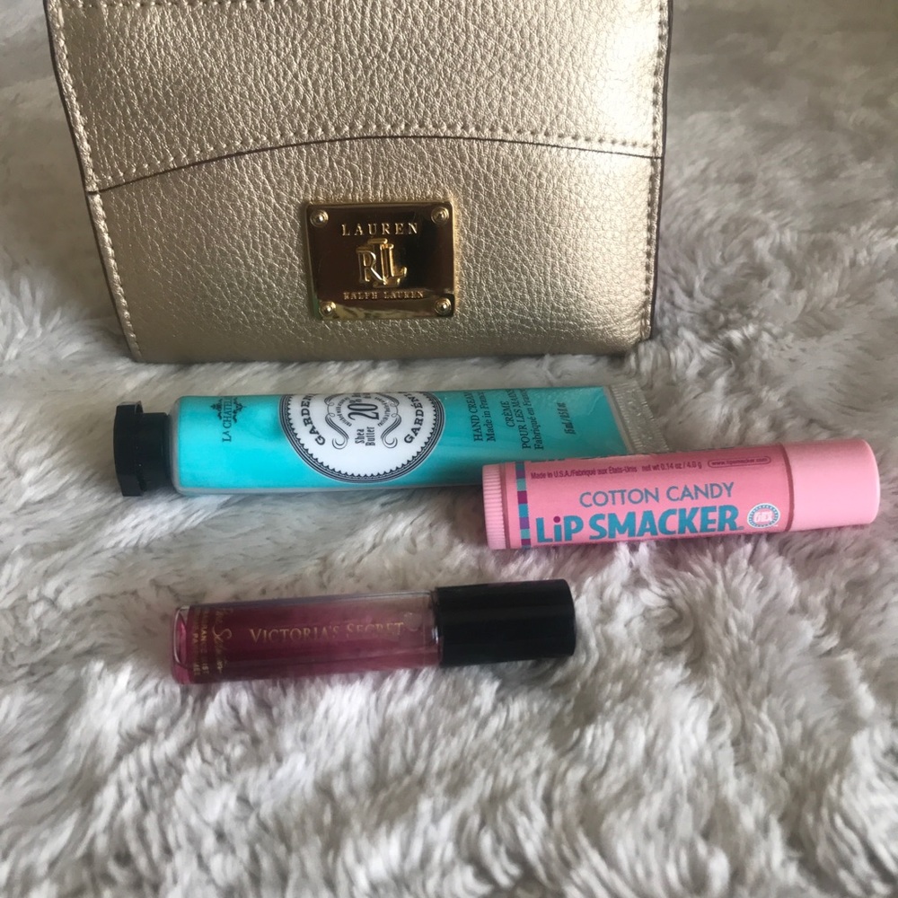 lauren ralph lauren zippered card wallet gold